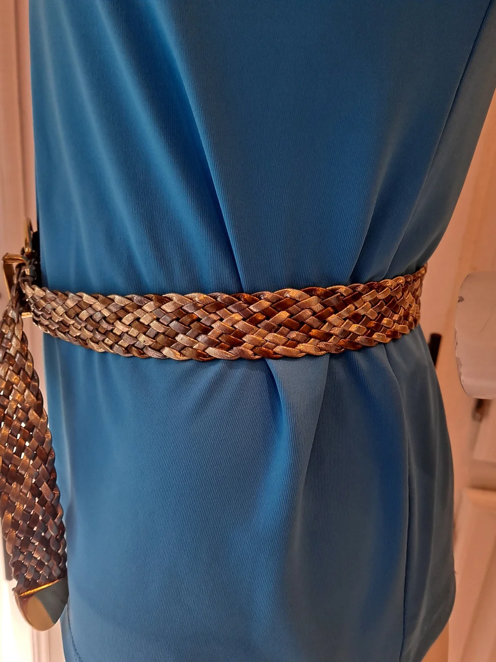 Omega Vintage 80s 90s Tri-tone Metallic Gold Silver Bronze Braided Belt